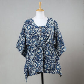  Bagru Block Printed Cotton Kaftan with Tie-Up Waist (Short) 