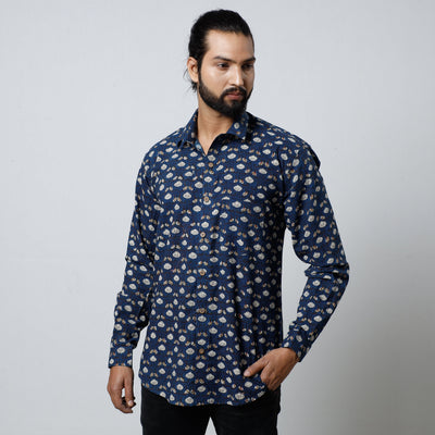 Bagru Block Printed Cotton Men Full Sleeve Shirt