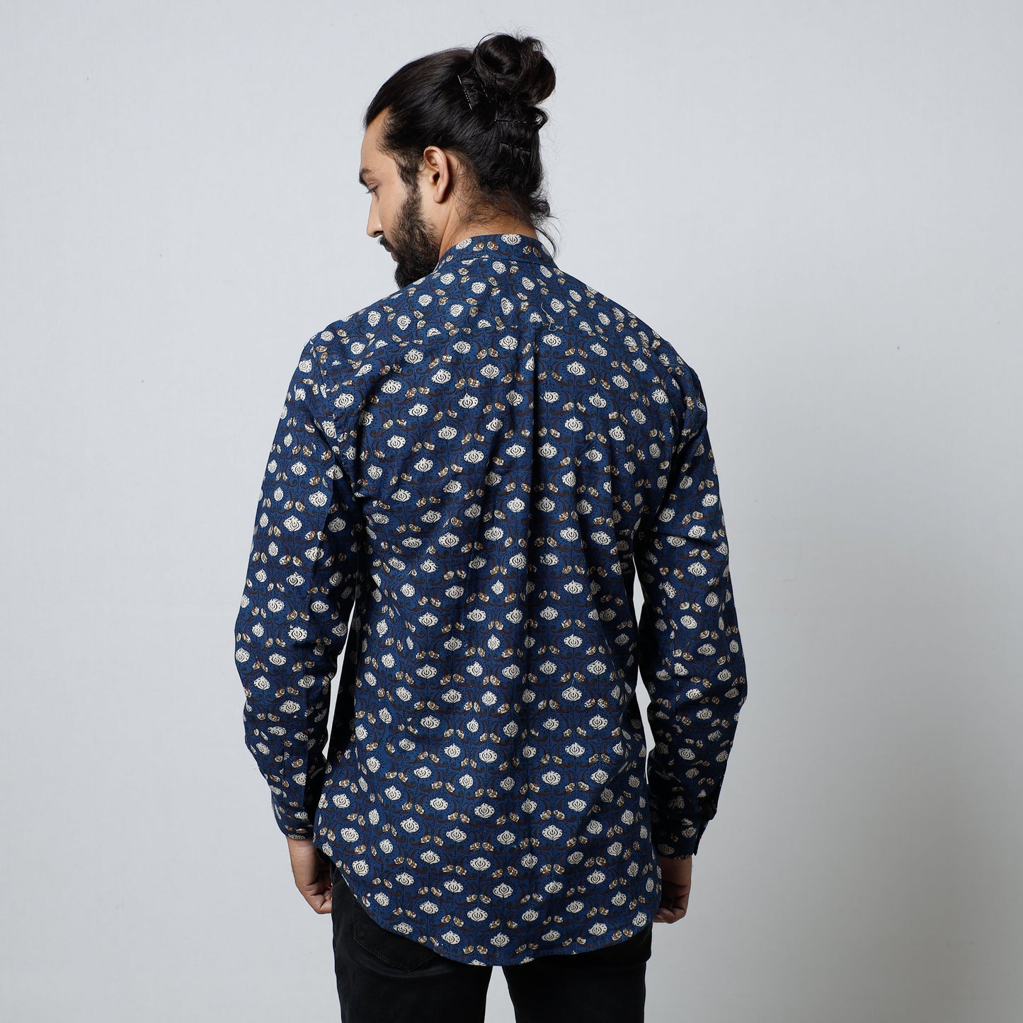 Bagru Block Printed Cotton Men Full Sleeve Shirt