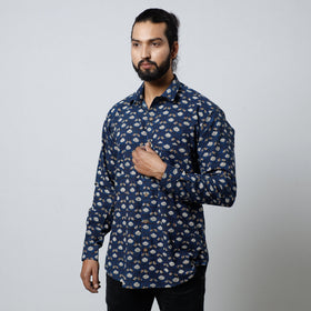 Bagru Block Printed Cotton Men Full Sleeve Shirt