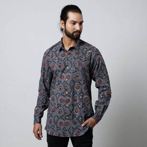 Bagru Block Printed Cotton Men Full Sleeve Shirt