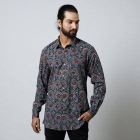Bagru Block Printed Cotton Men Full Sleeve Shirt
