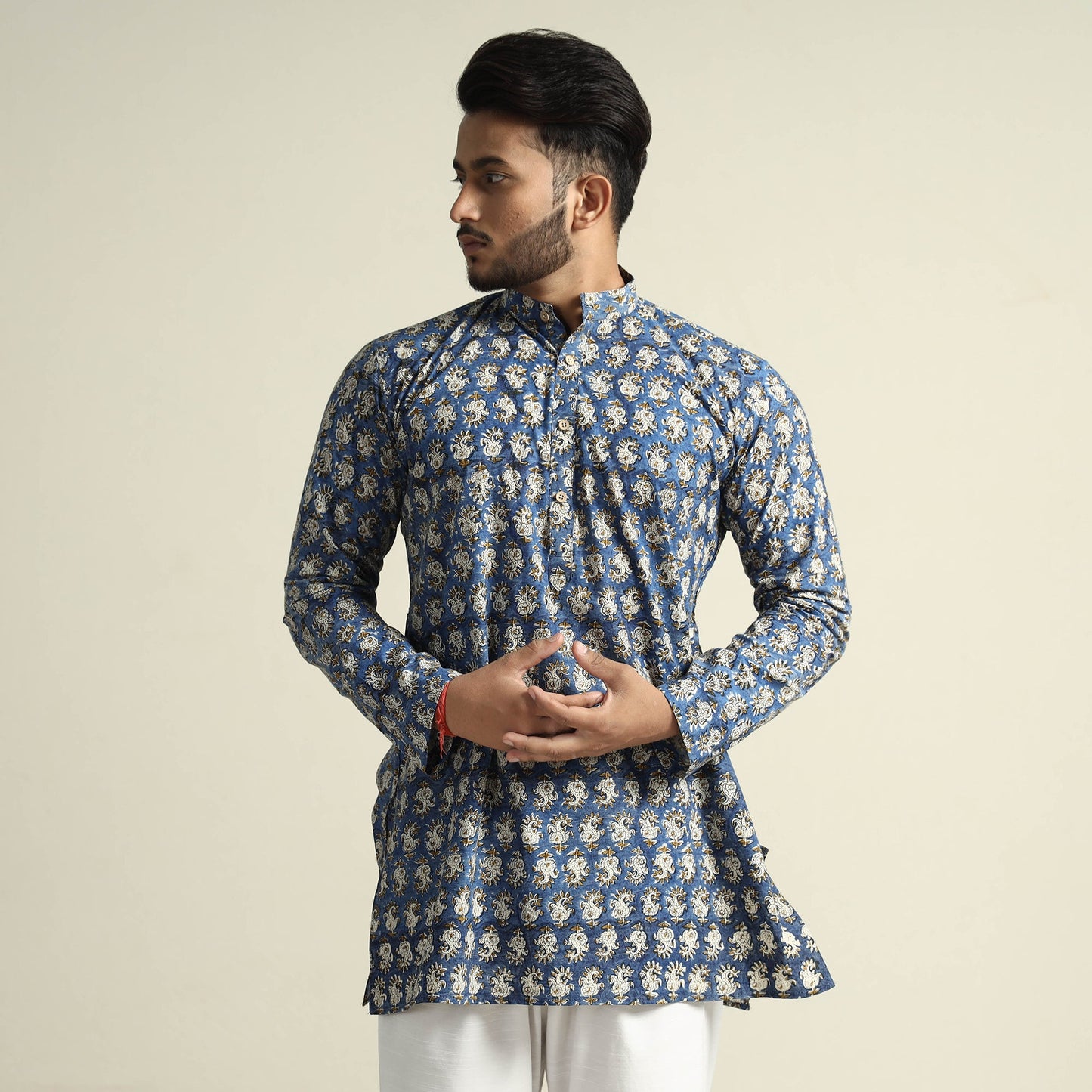 Buy Bagru Block Printed Cotton Men Short Kurta Online at iTokri.com