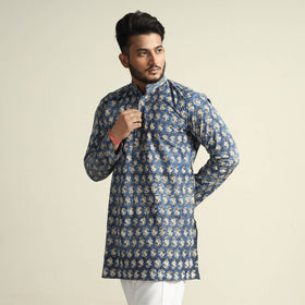 Buy Bagru Block Printed Cotton Men Short Kurta Online at iTokri.com