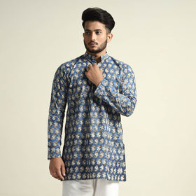 Buy Bagru Block Printed Cotton Men Short Kurta Online at iTokri.com