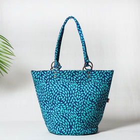  Blue Bagru Block Printed Cotton Shoulder Bag 