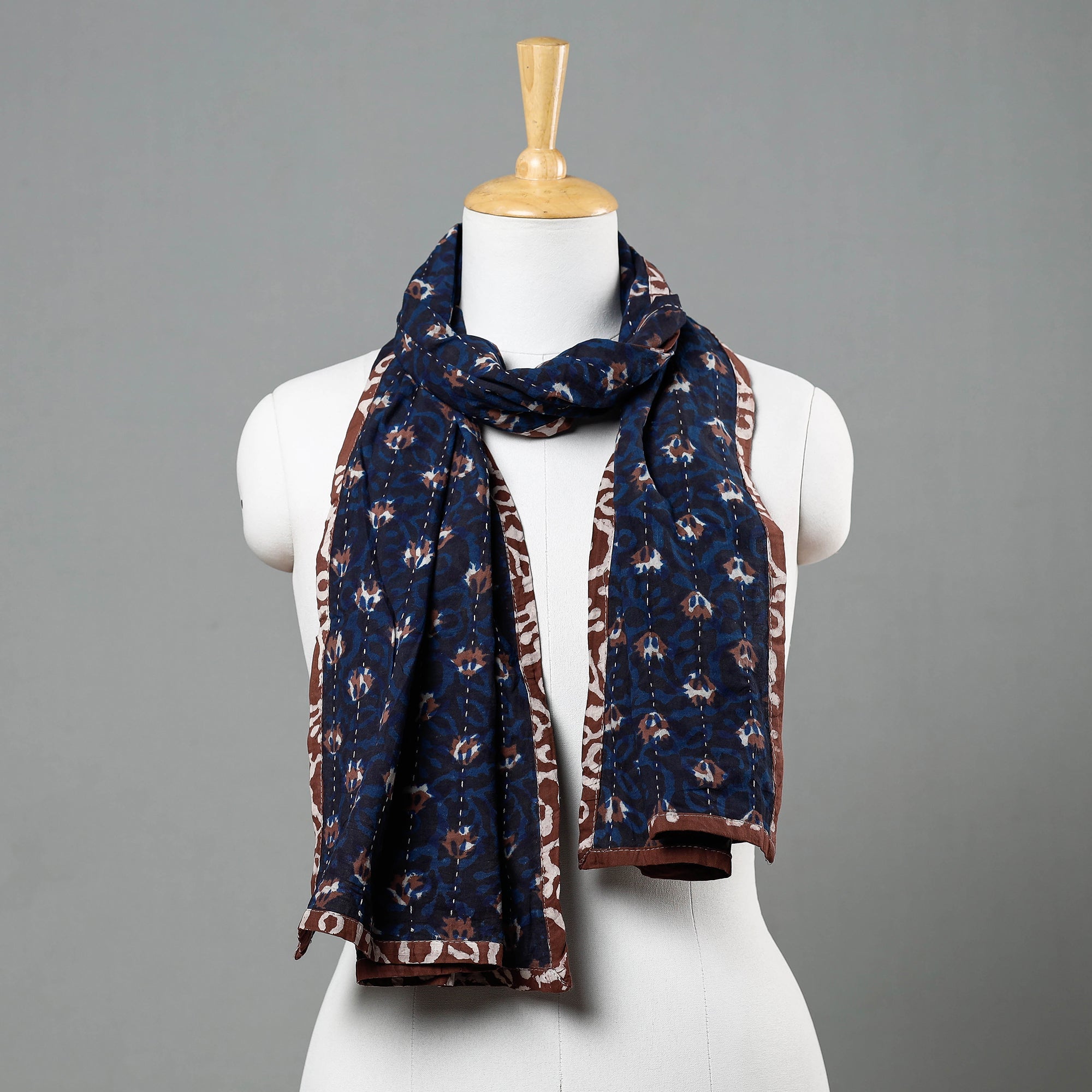  Bagru Block Printed Tagai Work Cotton Stole 