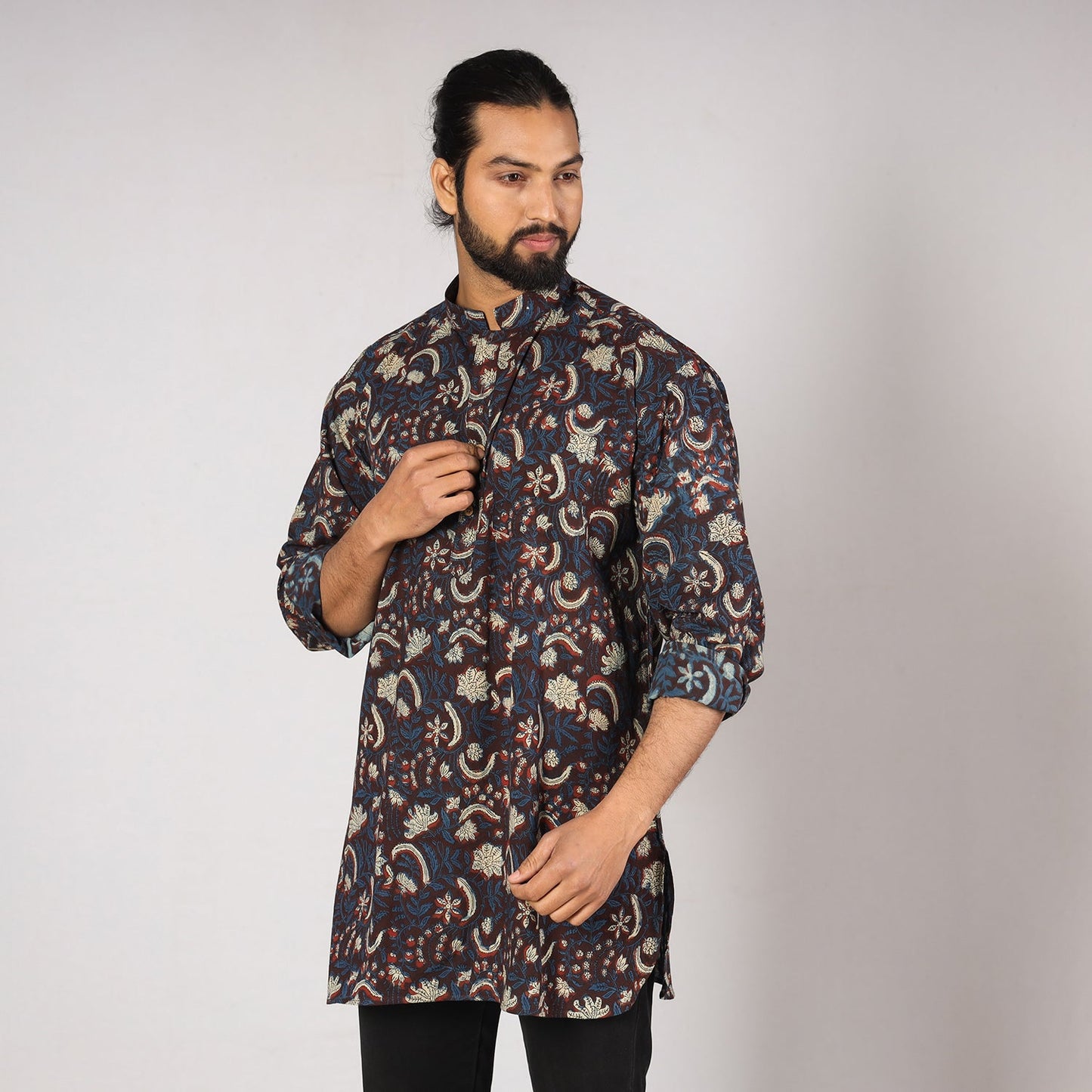  Bagru Block Printing Cotton Men Short Kurta 