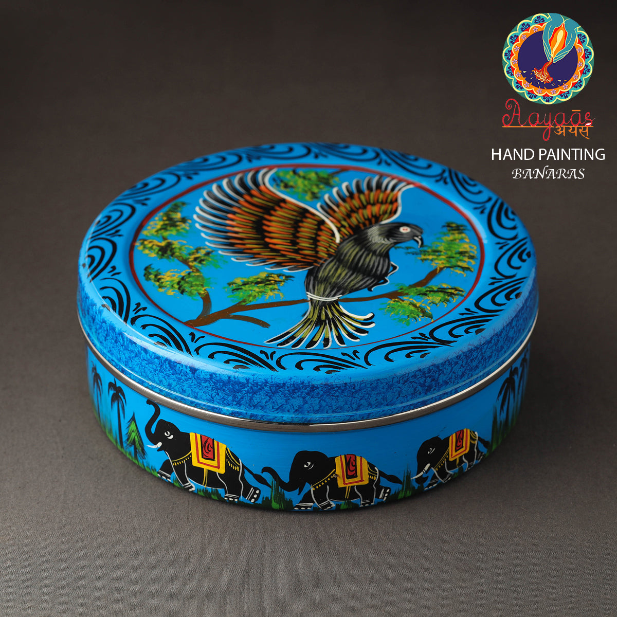Banaras Handpainted Stainless Steel Chapati Box | iTokri