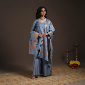 Blue - banarasi with gota work meena weaving silk cotton