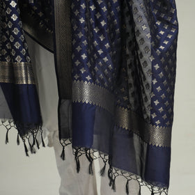 Blue - Banarasi Semi Silk Zari Jaal Dupatta with Tassels 29