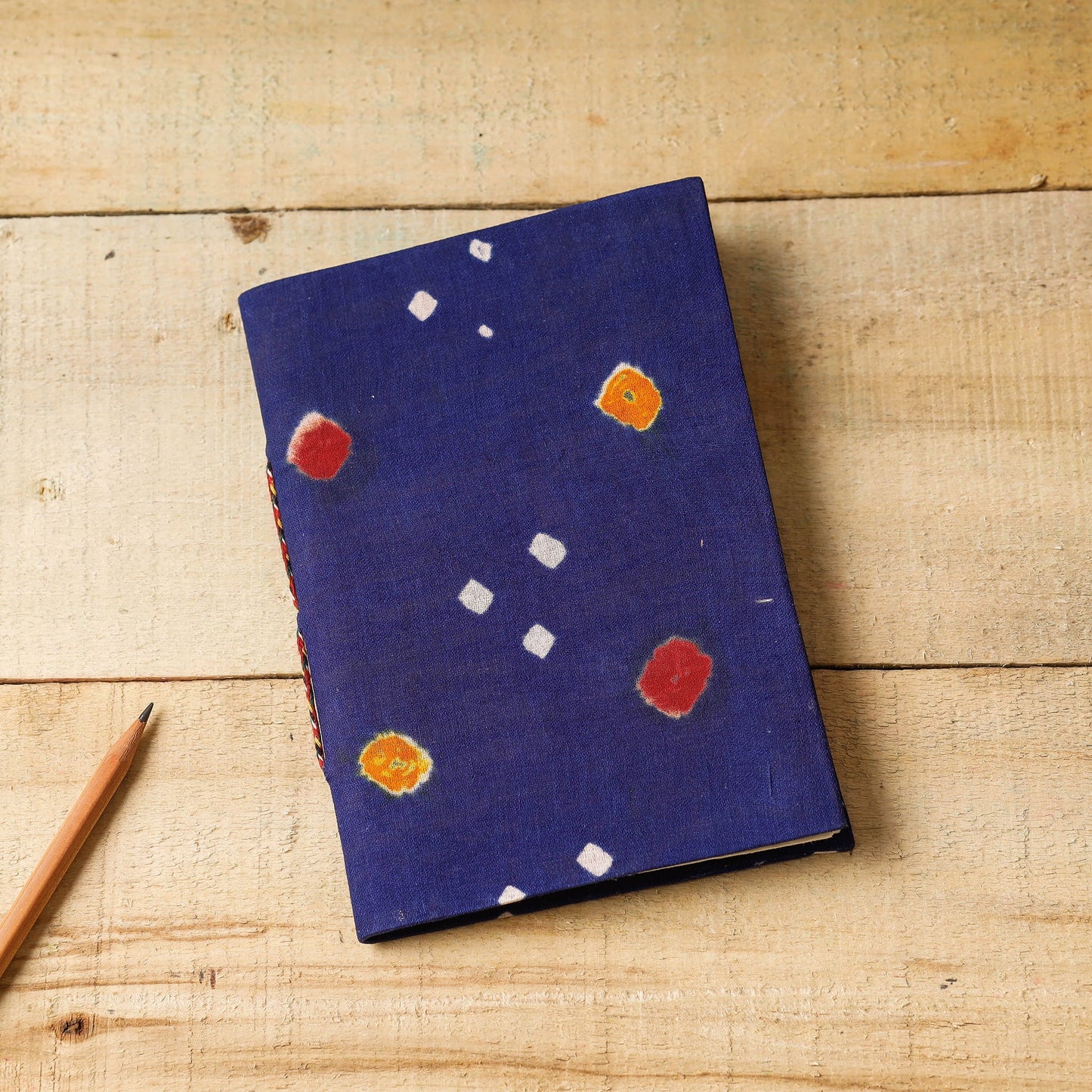 Blue Bandhani Fabric Cover Handmade Paper Notebook