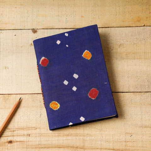 Blue Bandhani Fabric Cover Handmade Paper Notebook