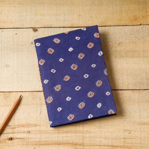 Blue Bandhani Fabric Cover Handmade Paper Notebook