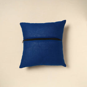 Blue - bandhani patch ikat cushion cover 05 - handcrafted