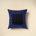 Blue - bandhani patch ikat cushion cover 05 - handcrafted