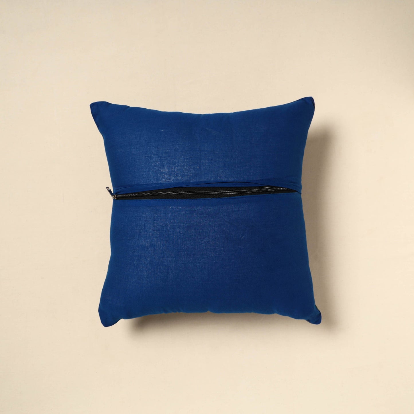 Blue - bandhani patch ikat cushion cover 07 - handcrafted