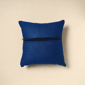 Blue - bandhani patch ikat cushion cover 07 - handcrafted