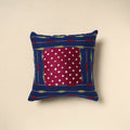 Blue - bandhani patch ikat cushion cover 07 - handcrafted