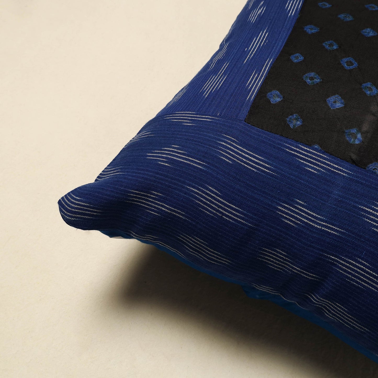 Buy Bandhani Patch Ikat Cushion Cover