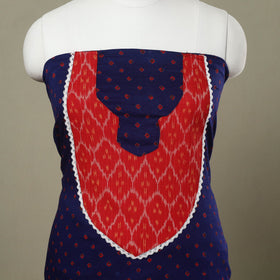 Blue - bandhani patchwork cotton unstitched kurta material