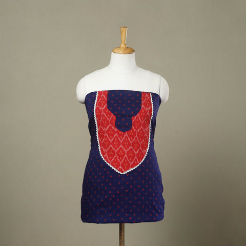 Blue - bandhani patchwork cotton unstitched kurta material