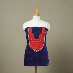 Blue - bandhani patchwork cotton unstitched kurta material