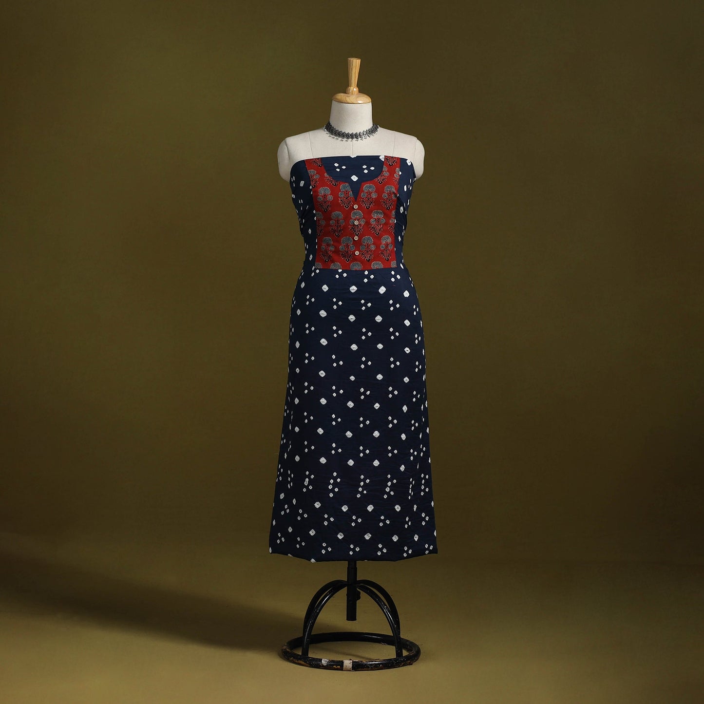 Bandhani patchwork cotton unstitched kurta material (3m) 10