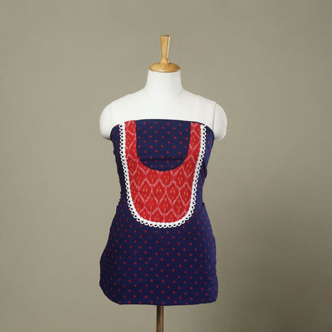 Buy Blue Bandhani Patchwork Cotton Kurta Material