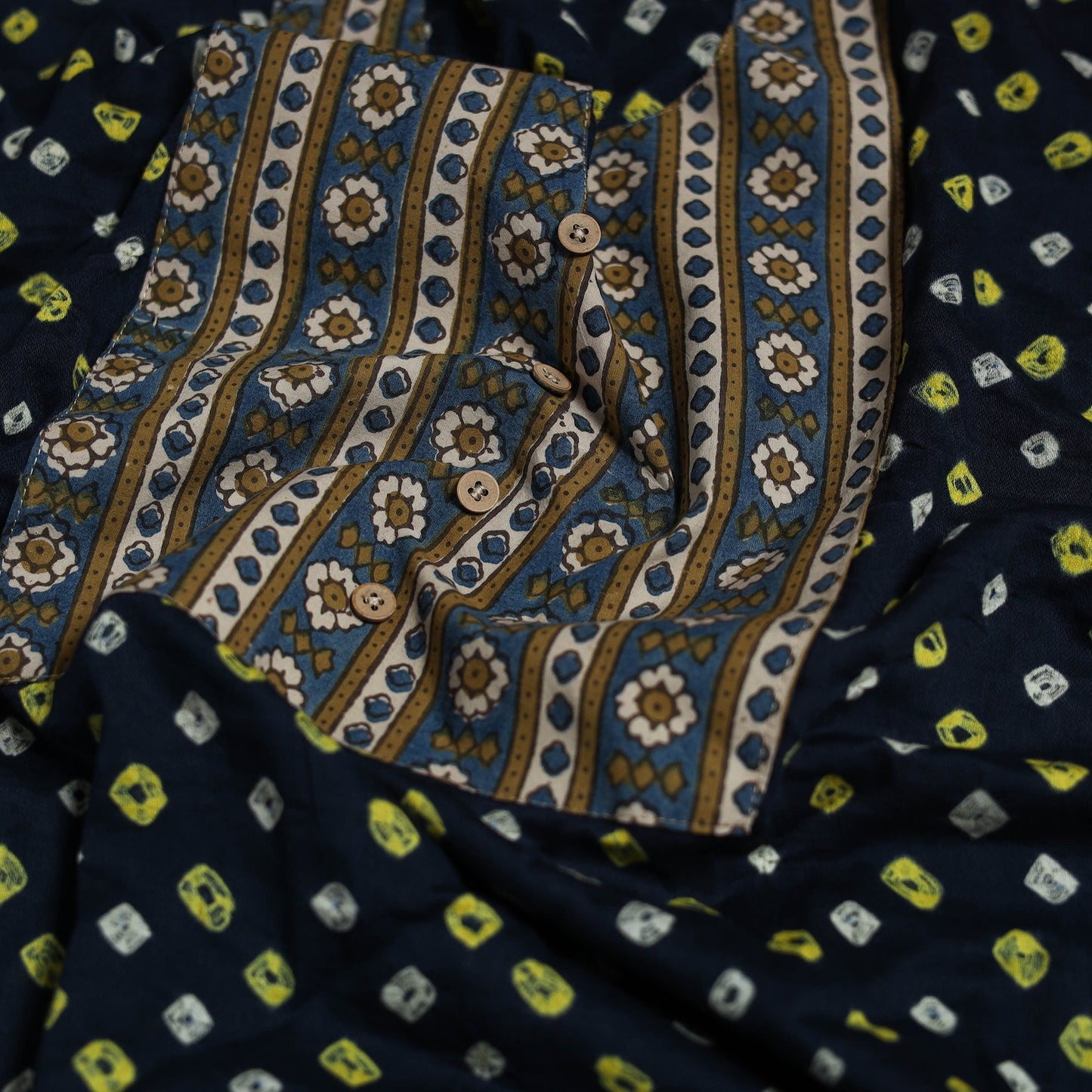 Bandhani patchwork cotton unstitched kurta material (3m) 34