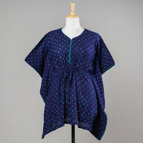 Bandhani tie-dye cotton kaftan with tie-up waist (short)