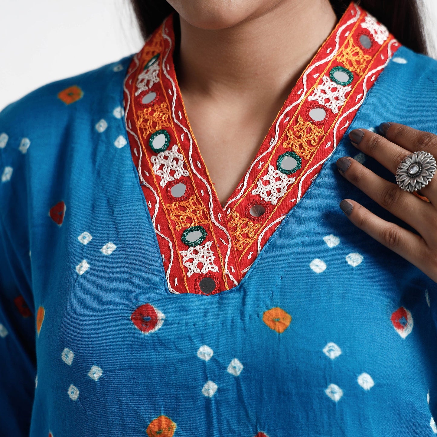 Buy Bandhani Tie-Dye Cotton A-Line Kurta for Women