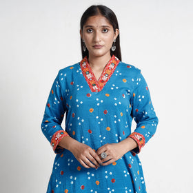 Buy Bandhani Tie-Dye Cotton A-Line Kurta for Women
