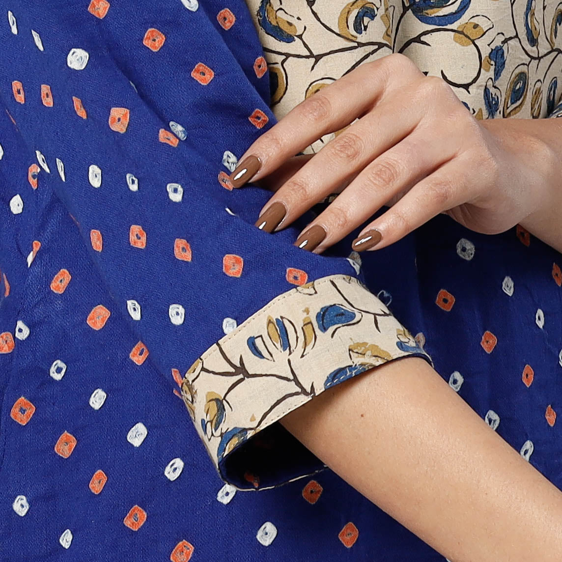  Bandhani Tie-dye Cotton Long Straight Kurta for Women