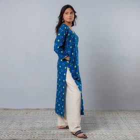 Buy Bandhani Tie-dye Cotton Long Straight Kurta for Women