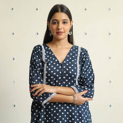  Bandhani Tie-dye Cotton Straight Kurta for Women