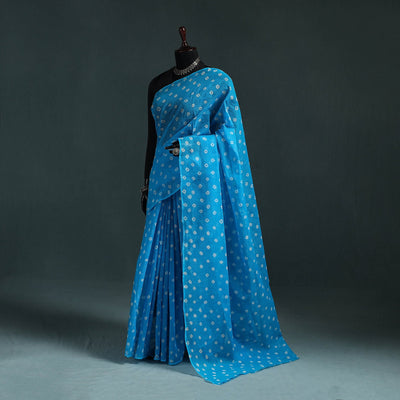 Bandhani tie-dye kota doria cotton saree 16 - handcrafted