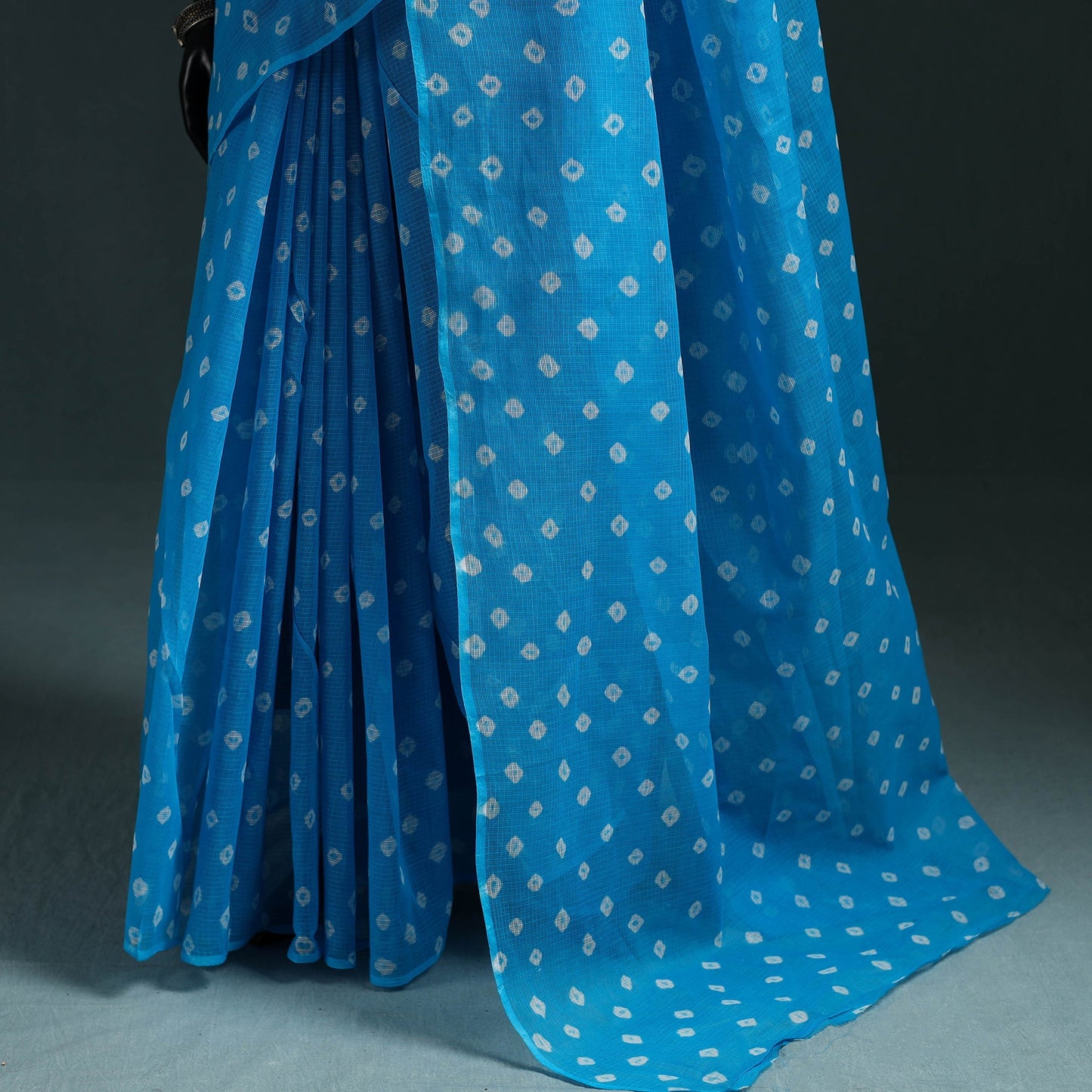 Bandhani tie-dye kota doria cotton saree 16 - handcrafted