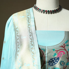 Bangalore silk paithani 3pc unstitched dress material 12