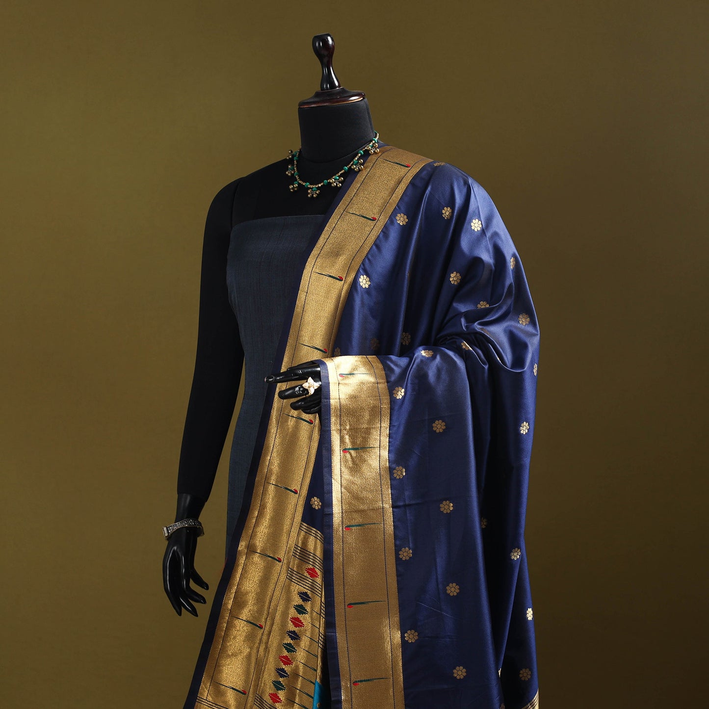 Purple - bangalore silk paithani dupatta 05 - handcrafted