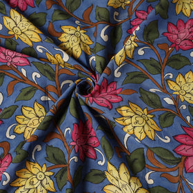 Blue - bangalore silk srikalahasti pen kalamkari fabric 11