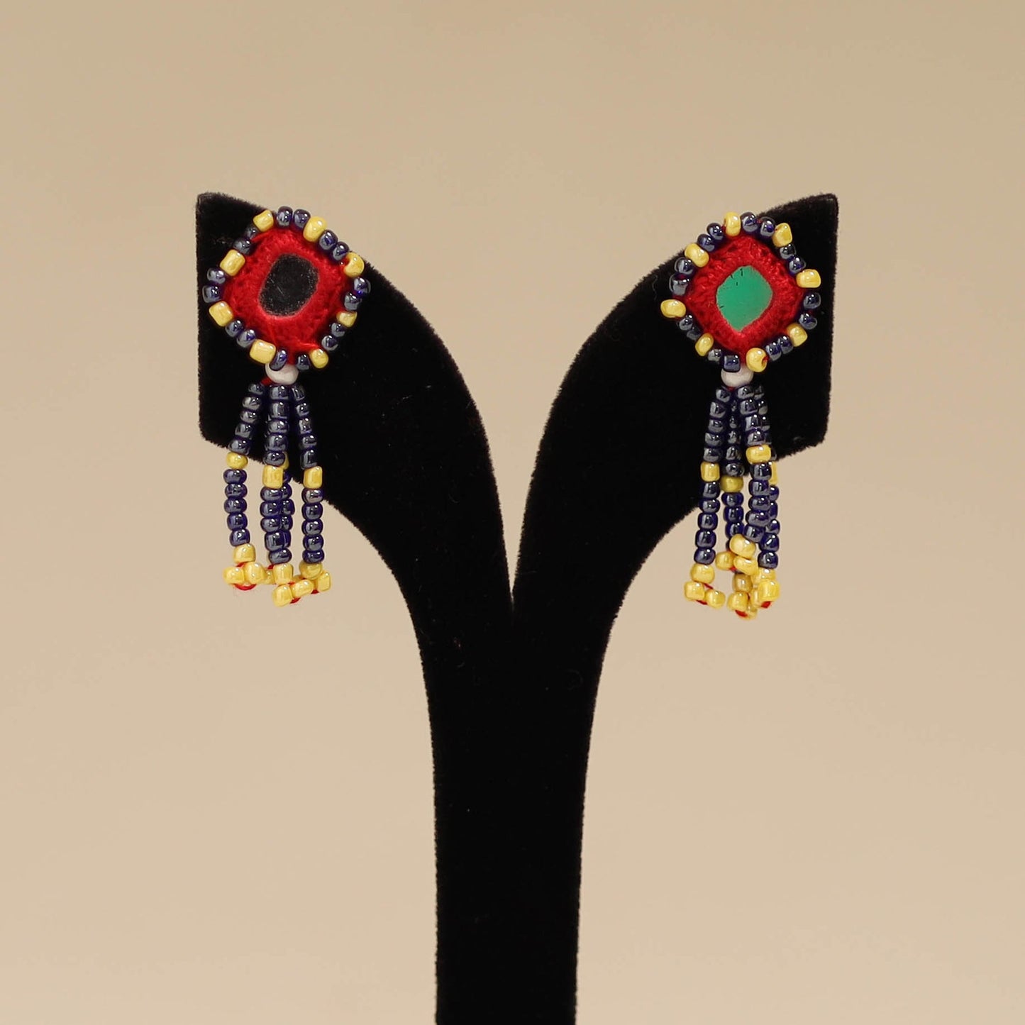 Banjara embroidery mirror work handmade earrings 12