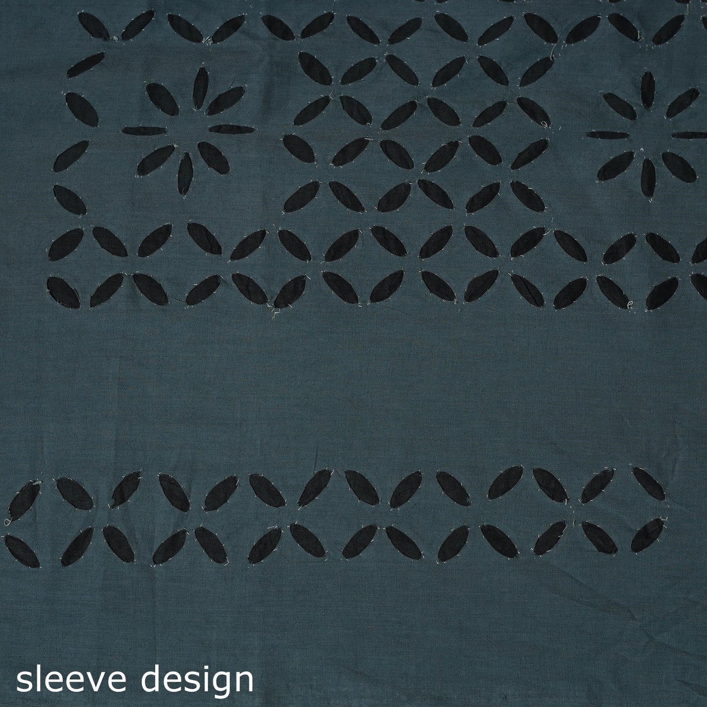 Grey - barmer cut work cotton applique 3pc unstitched dress