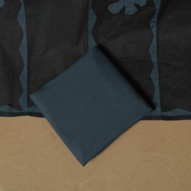 Grey - barmer cut work cotton applique 3pc unstitched dress