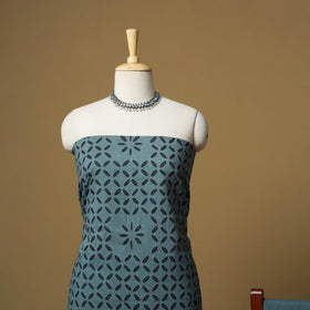 Grey - barmer cut work cotton applique 3pc unstitched dress