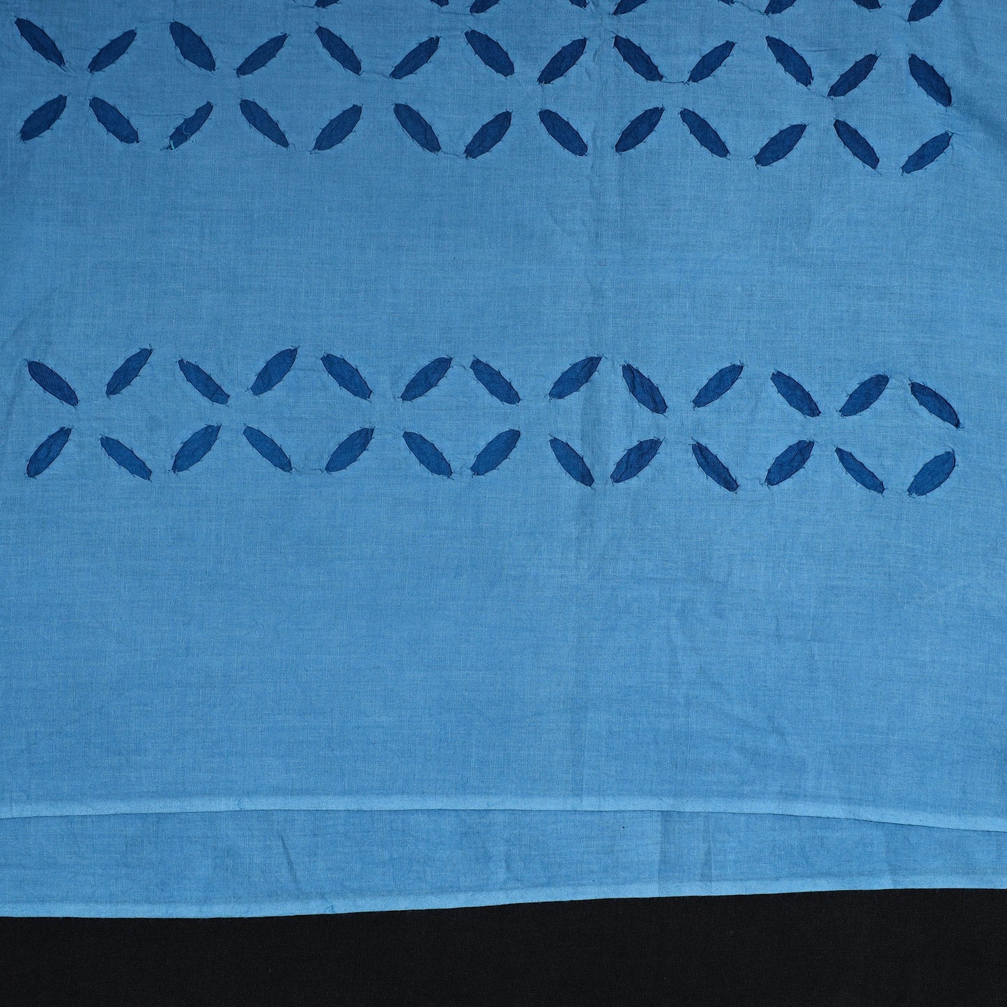 Buy Blu 3pc Cut Work Cotton Barmer Applique Dress Material