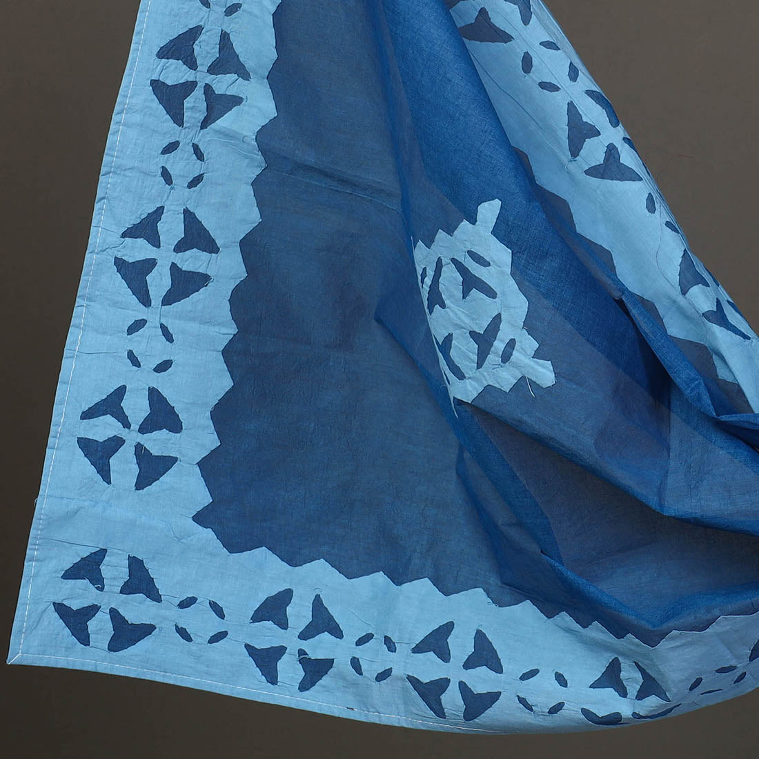 Buy Blu 3pc Cut Work Cotton Barmer Applique Dress Material