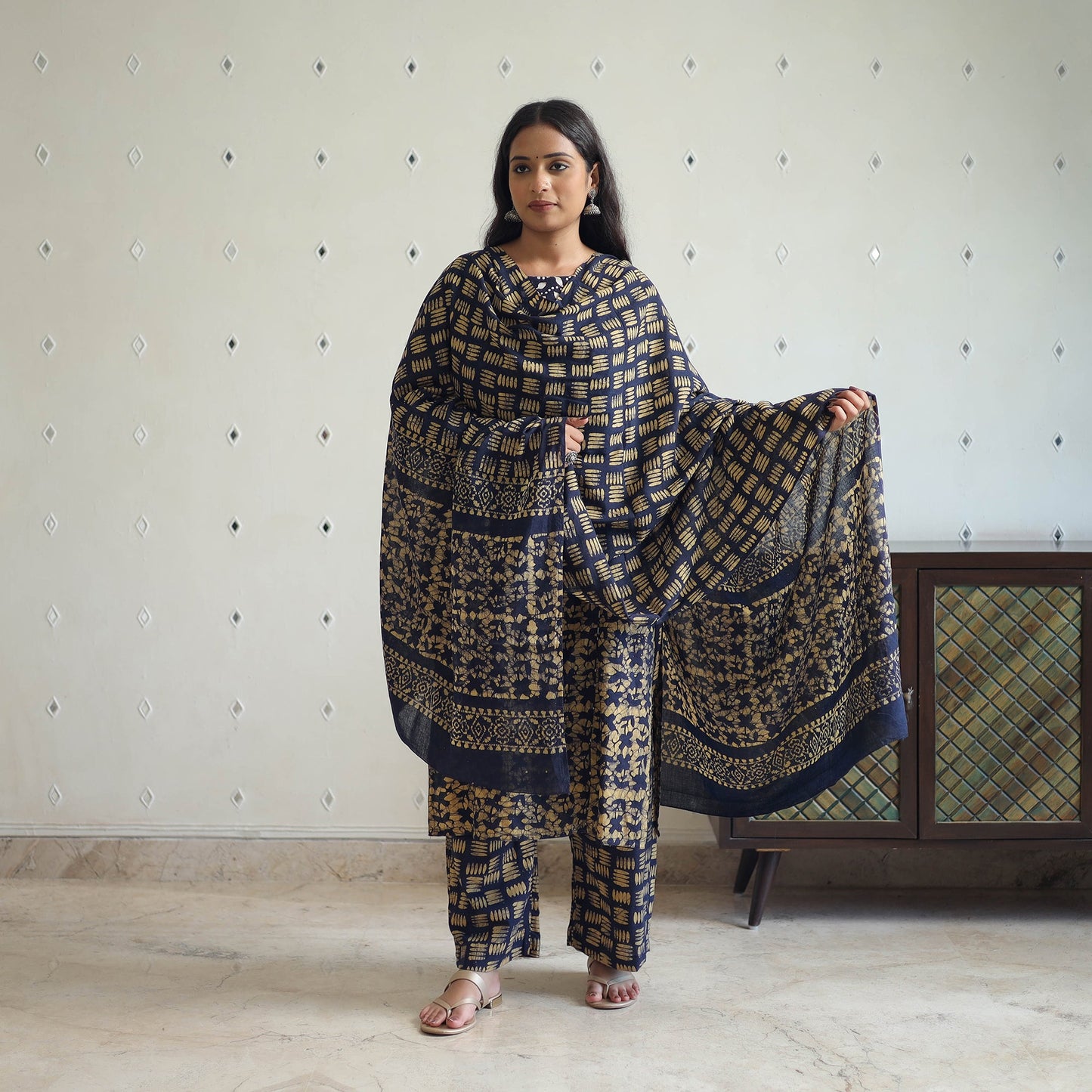 Buy Blue Batik Print Kurti Set – Cotton Suit Online