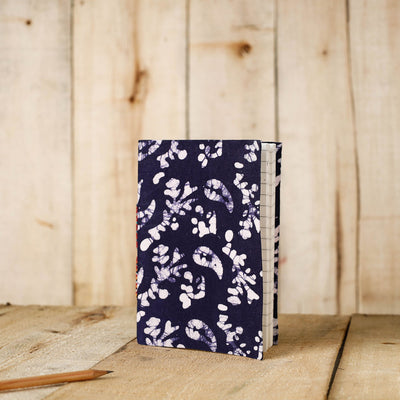 Blue Batik Fabric Cover Handmade Paper Notebook 