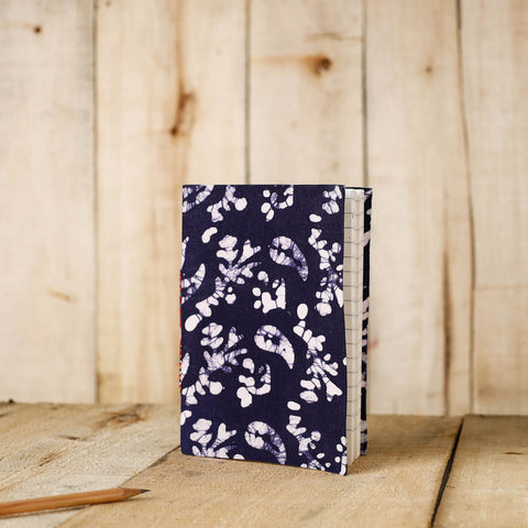 Blue Batik Fabric Cover Handmade Paper Notebook 